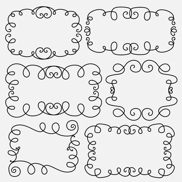 Collection Of Hand Drawn Frame Decorative Calligraphic Elements. — Stock Vector