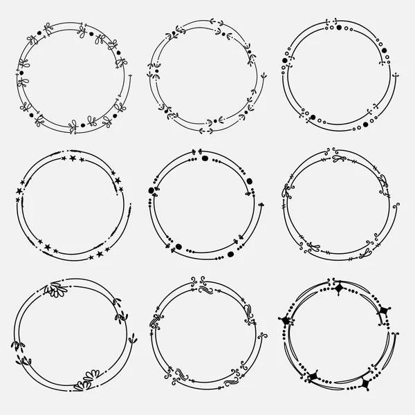 Vector Set Of Dividers Round Frames For Decoration. — Stock Vector