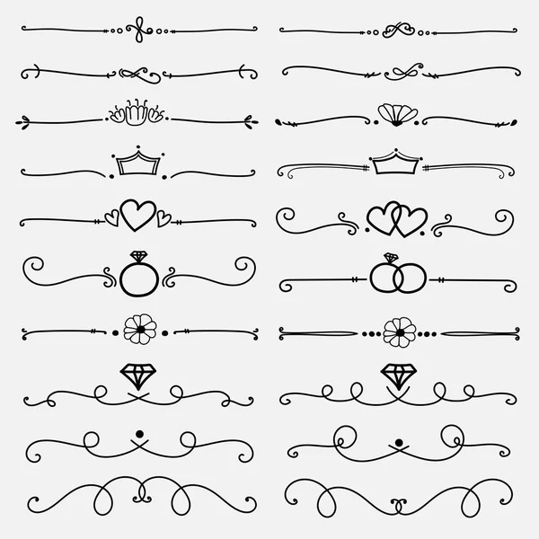 Set Von Dekorativen Kalligraphischen Elementen Zur Dekoration Handgemachte Vektorillustration — Stockvektor