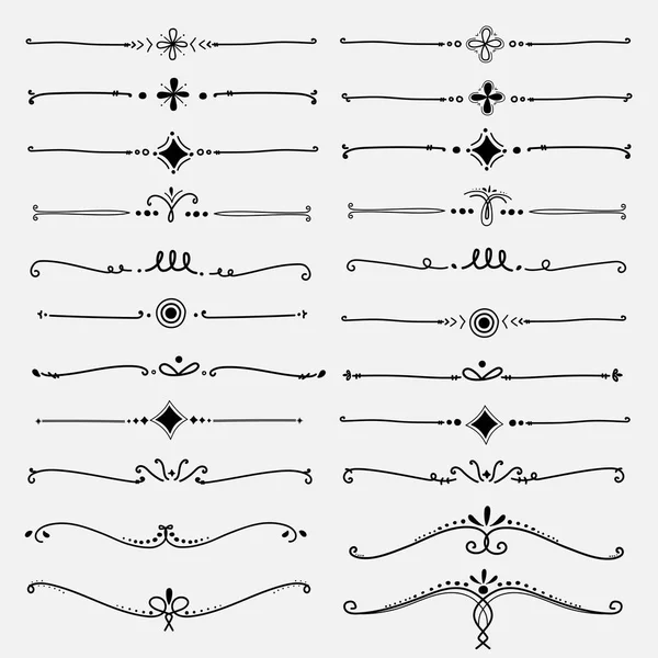 Ensemble Éléments Calligraphiques Décoratifs Pour Décoration Illustration Vectorielle Main — Image vectorielle