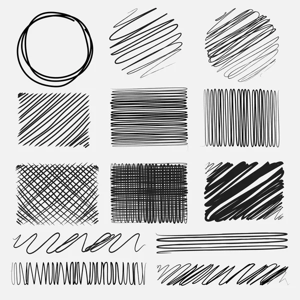 Conjunto Vectorial Texturas Pinceles Grunge Línea Ilustración Vectorial Hecha Mano — Vector de stock