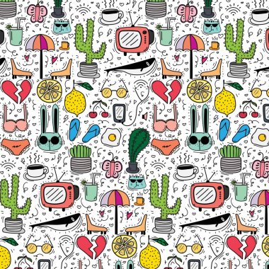 Elle çizilmiş Doodle güzel arka plan deseni. Komik doodle. El yapımı vektör çizim.