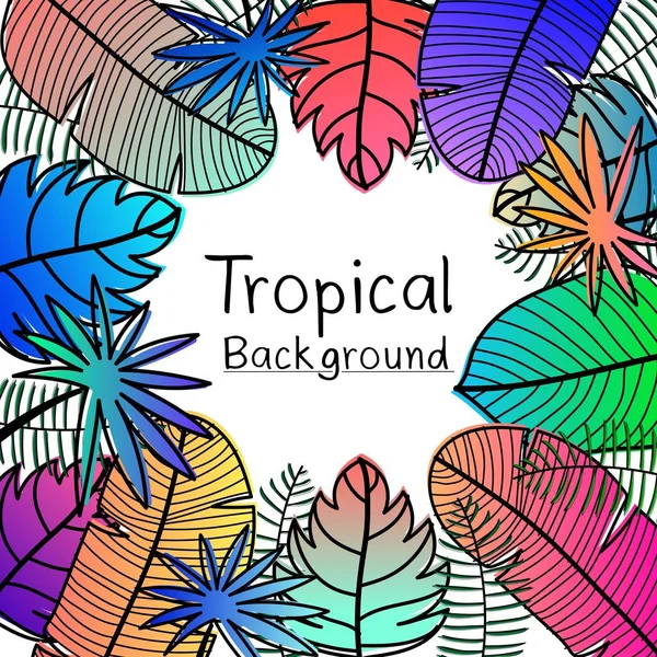 Fondo Hojas Tropicales Dibujadas Mano — Vector de stock