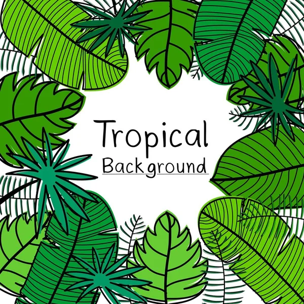 Fondo Hojas Tropicales Dibujadas Mano — Vector de stock