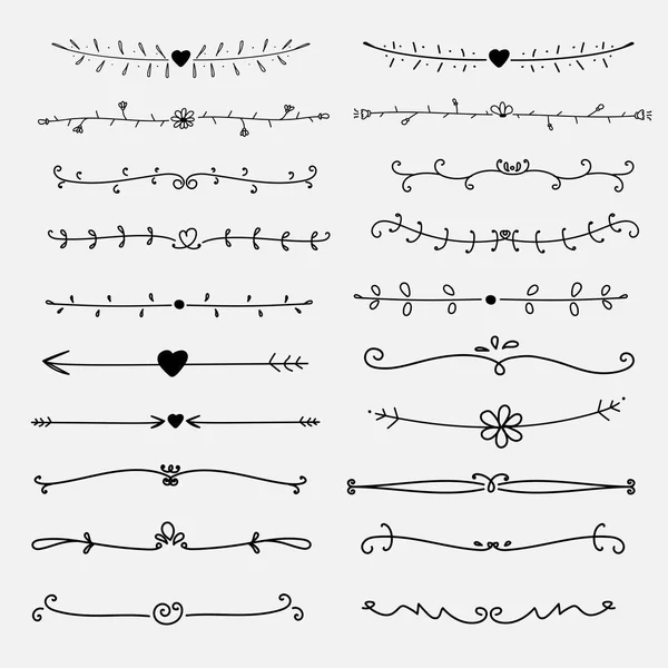 Zestaw Kaligraficzny Elementy Ozdobne Dekoracji Ilustracja Wektorowa Ręcznie Robione — Wektor stockowy