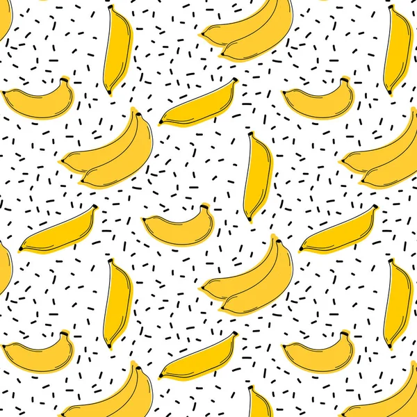 Padrão Banana Desenhado Mão Vetor Ilustração Fundo — Vetor de Stock