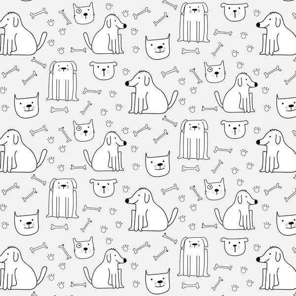 Mignon Dessin Main Chiens Modèle Arrière Plan Illustration Vectorielle — Image vectorielle