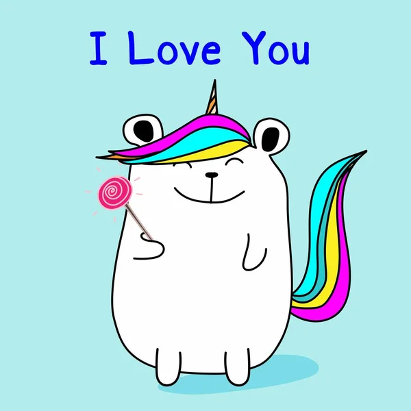 Cute Bear Unicorn Say Love You Vector Illustration — Stock Vector