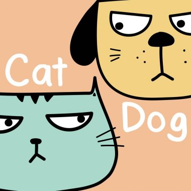 Kedi Vs köpek vektör çizim arka plan.