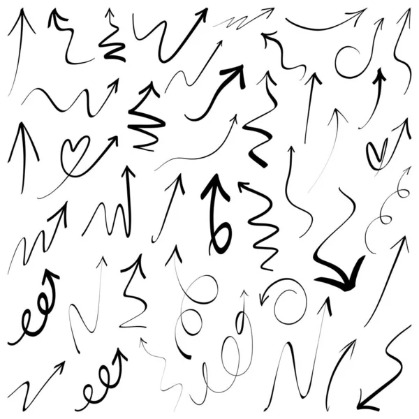 Flechas Dibujadas Mano Doodle Vector Set Conjunto Sencillos Bocetos Flecha — Archivo Imágenes Vectoriales