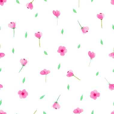 Çiçekli suluboya desensiz arka plan tasarımı. Vektör illüstrasyonu.