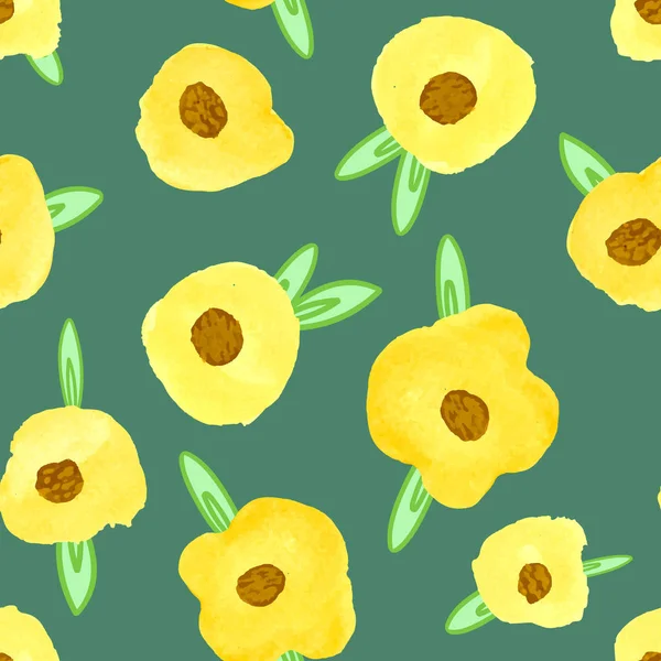 Diseño Fondo Patrón Sin Costuras Acuarela Flor Ilustración Vectorial — Vector de stock