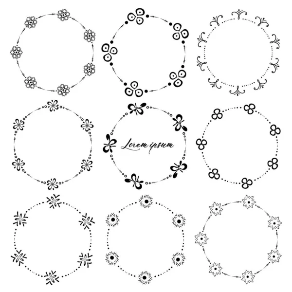 Set Von Runden Rahmen Für Die Dekoration Vektorillustration — Stockvektor