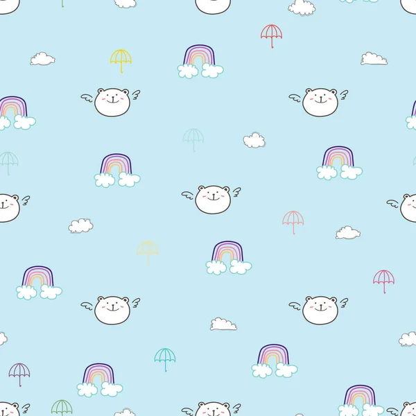 Lindo Oso Sin Costuras Patrón Fondo Ilustración Vectorial — Vector de stock