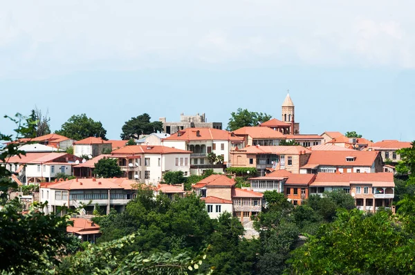 Tepenin yükseklikten Alazani Vadisi'nin panoramik görünümü — Stok fotoğraf