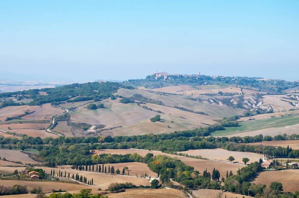 Vackra höst landskapet i Val mina på bakgrunden Pienza Toscana, Italien — Stockfoto