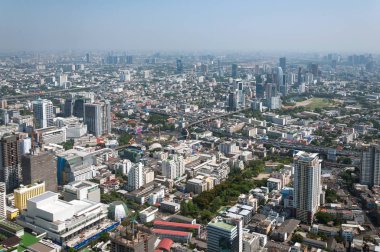 Bangkok, Tayland - 21 Nisan 2017: Güzel bir bahar sabahında Bangkok'un panoramik havadan görünümü. Bangkok,Tayland.