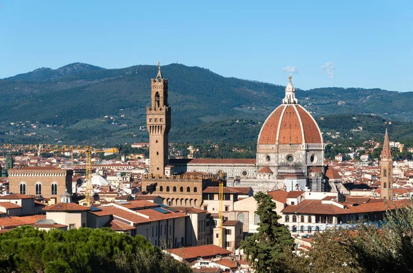 Bela vista panorâmica da Catedral de Santa Maria del Fiore e do Palazzo Vecchio em Florença — Fotografia de Stock