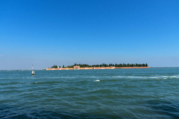 Panoramic view of Isola di San Michele in Venice, Italy.