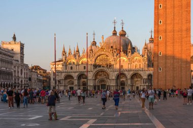 Venice, Italy - September 16, 2019: San Marco square with Campanile and San Marco Basilica. The main square of Venice, Italy.