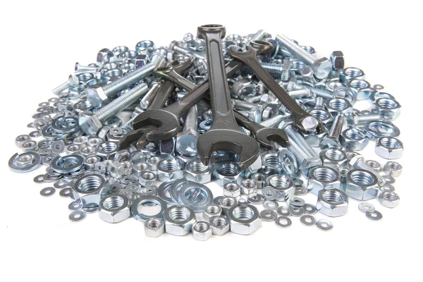 Wrenches bolts and nuts — Stock Photo, Image