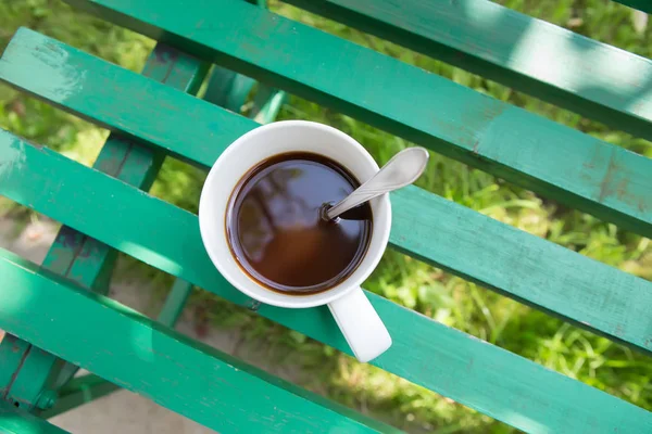 Morning Black Coffee Cup Outdoors — Stock Photo, Image