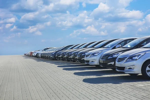 Cars For Sale Stock Lot Row — Stock Photo, Image