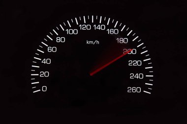 Odometer of car with black background clipart
