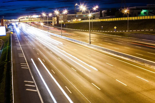 Notte ampia autostrada — Foto Stock