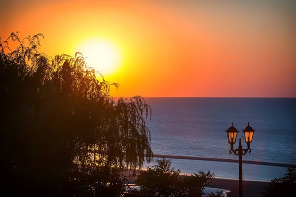 Coucher Soleil Sur Mer Vue Promenade — Photo