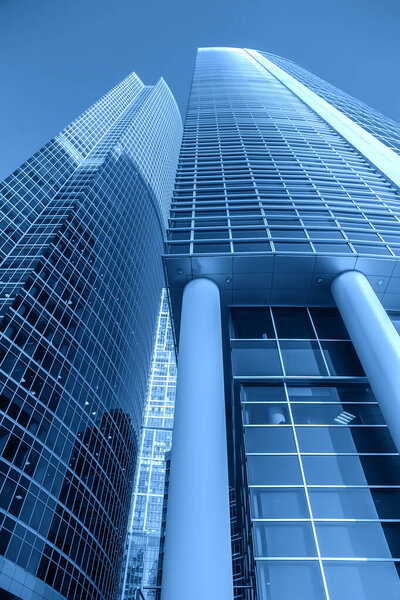 Modern futuristic skyscrapers with glass facades