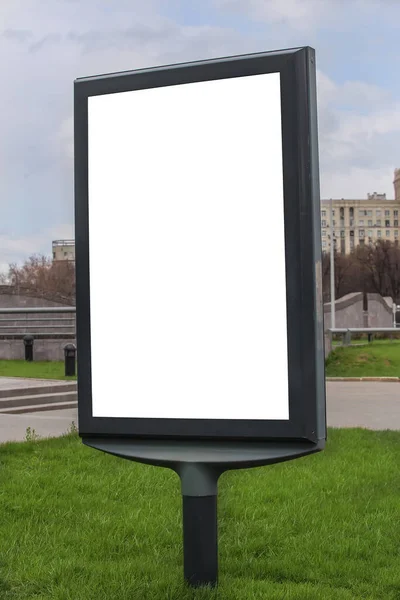 Outdoor Advertising Stand Sidewalk City White Background Place Text — Stock Photo, Image