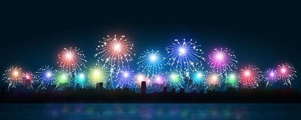 Multicolor Fireworks in City — Stock Photo, Image