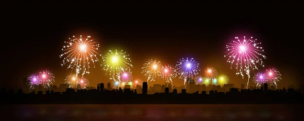 Happy Holidays Multicolor Fireworks — Stock Photo, Image