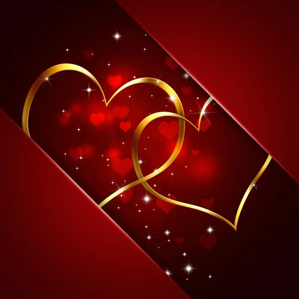 Golday Hearts Valentine Bakcground — Stock Photo, Image