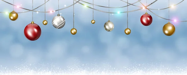 Bolas de Navidad Banner de vacaciones — Foto de Stock