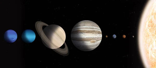 Solar system real size — Stock Photo, Image