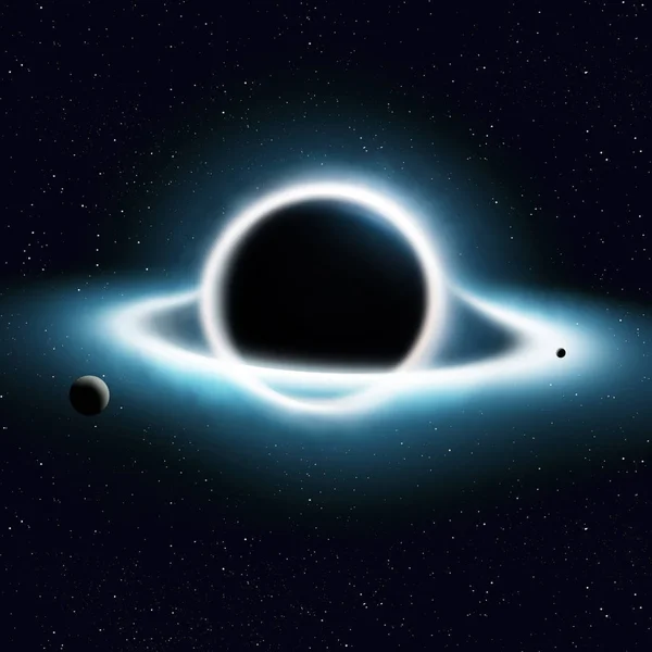 3Dイラスト 暗い空間の中に想像上のブラックホール — ストック写真