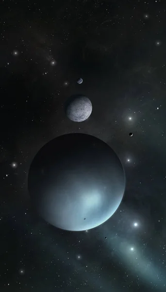 3D幻象 想象中的行星的深空巡游 — 图库照片