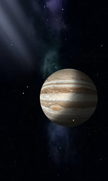Ilustración Espacial Jupiter Con Satélites Imagen De Stock
