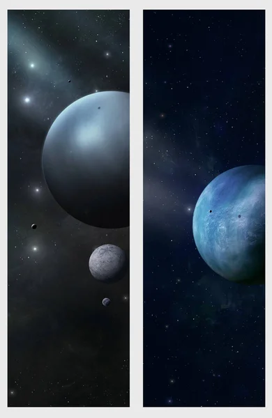 3d illustartion. imaginary deep space banners