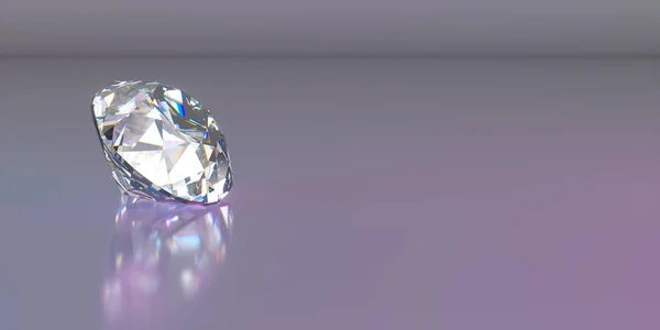 Één diamant aan de linkerkant van het frame op een donkere achtergrond — Stockfoto