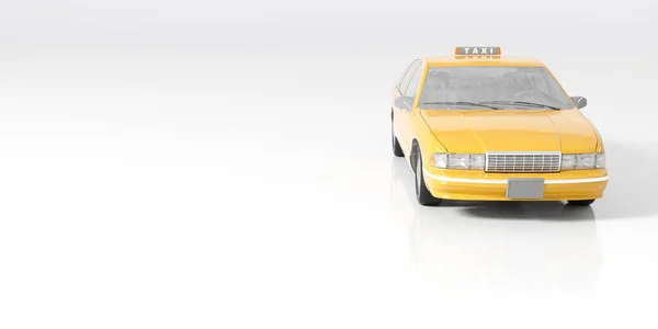 Taxi amarillo coche sobre un fondo blanco primer plano — Foto de Stock