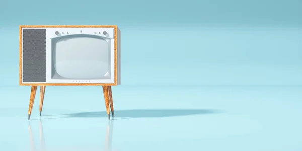 Retro-Fernseher in Nahaufnahme auf blauem Hintergrund — Stockfoto