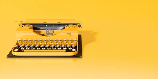 Yellow typewriter on yellow background close-up — Stock Photo, Image