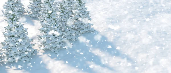 Weihnachtslandschaft Weihnachtsbäume mit Schnee bedeckt — Stockfoto