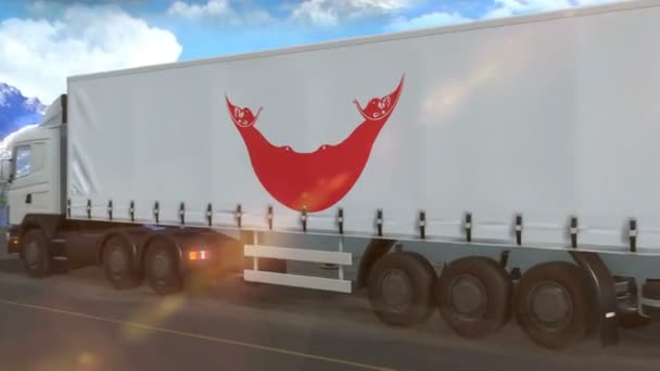 Easter Island Rapa Nui Flag Shown Side Large Truck Driving — 비디오