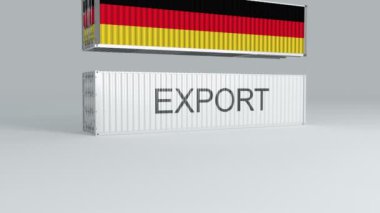 Üzerinde EXPORT etiketi olan bir konteynırın üzerine düşen Alman konteynırı kırılıyor.