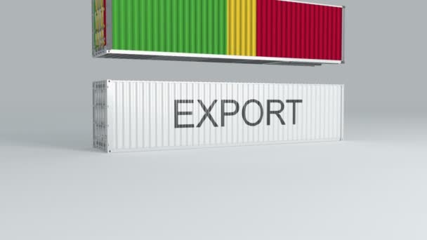 Contenitore Del Mali Con Bandiera Cade Contenitore Etichettato Export Rompe — Video Stock