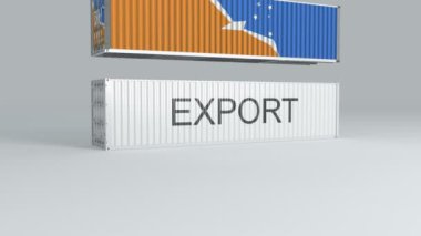 Tierra del Fuego Eyaleti Arjantin konteynırı üzerinde bayrak olan EXPORT etiketli bir konteynırın üzerine düştü ve onu kırdı.